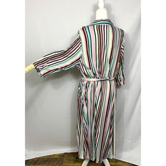 Torrid 2 Dress Womens Plus Stripped Belted Maxi Belted Button Front Long Sleeve - Picture 13 of 15